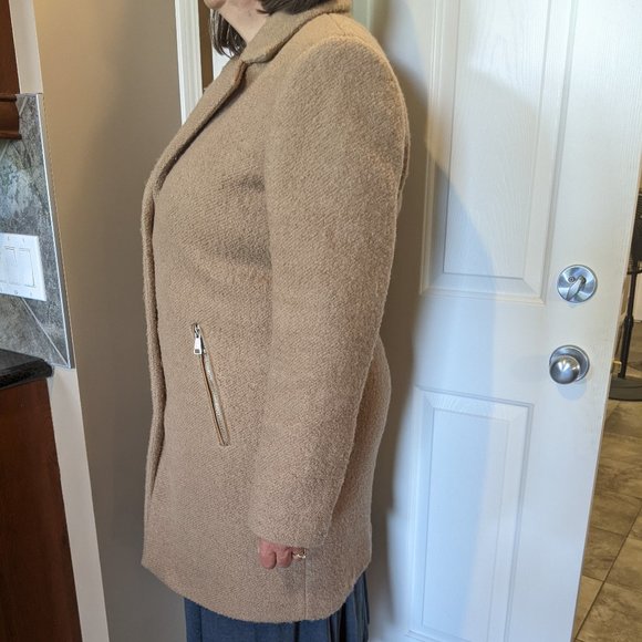 DKNY Beige Wool Boucle Coat - Size L - Picture 4 of 10